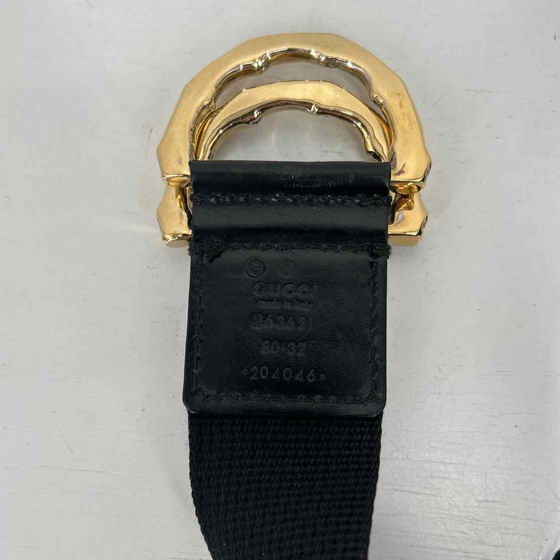 Gucci Size 80-32 Black Gold Bamboo Buckle Belts LUXURY