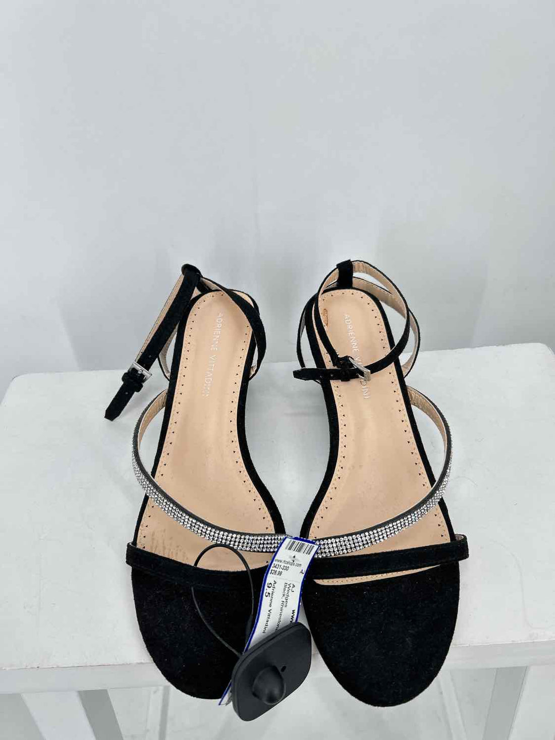 Adrienne Vittadini Women Size 9.5 Black Rhinestone Wedges