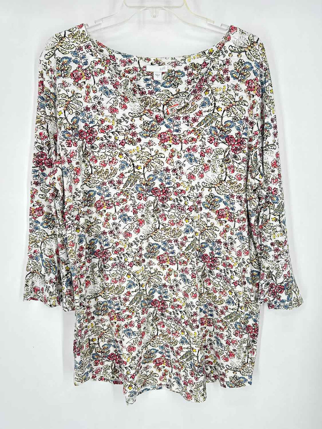 J Jill Size L Green Floral Long Sleeve