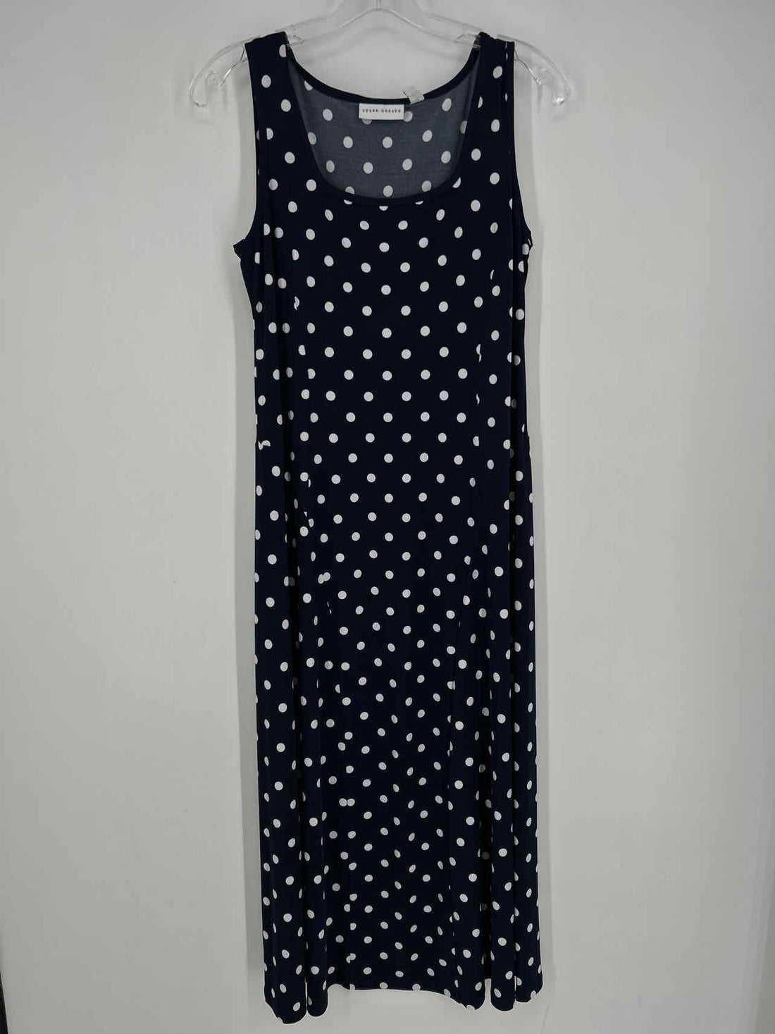 Susan Graver Size XS Navy & White Polkadot Sleeveless Dress