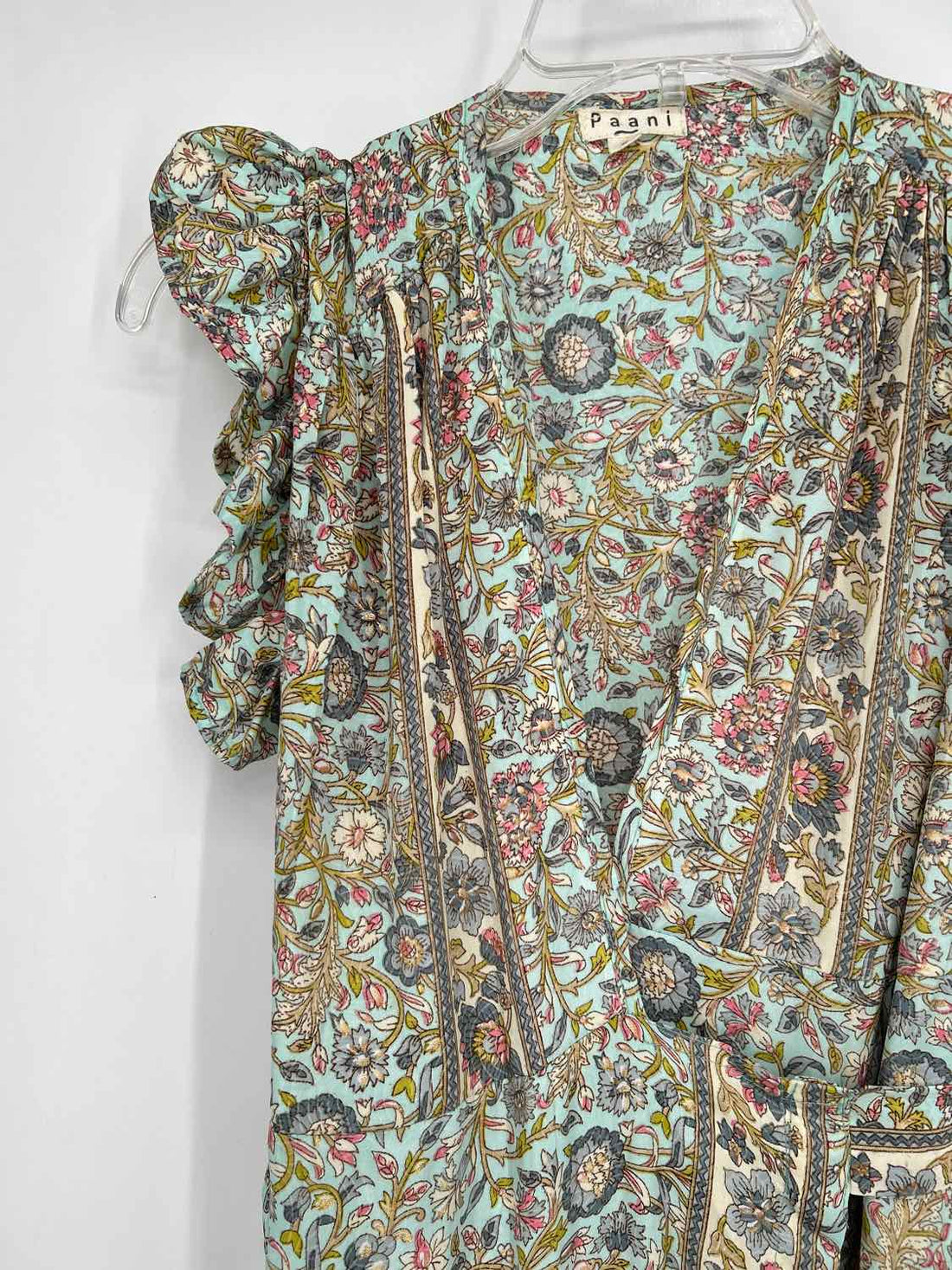 Paani Size S Light Blue Floral Short Sleeve Maxi