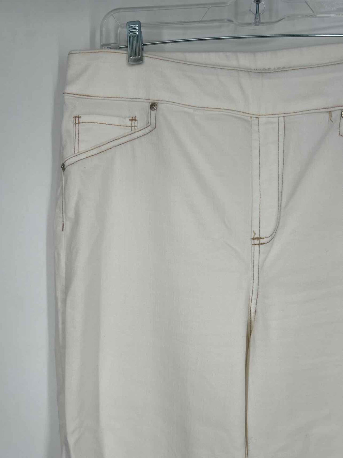 Chicos Size 1.5 (10) White & Khaki Embroidered Jeans