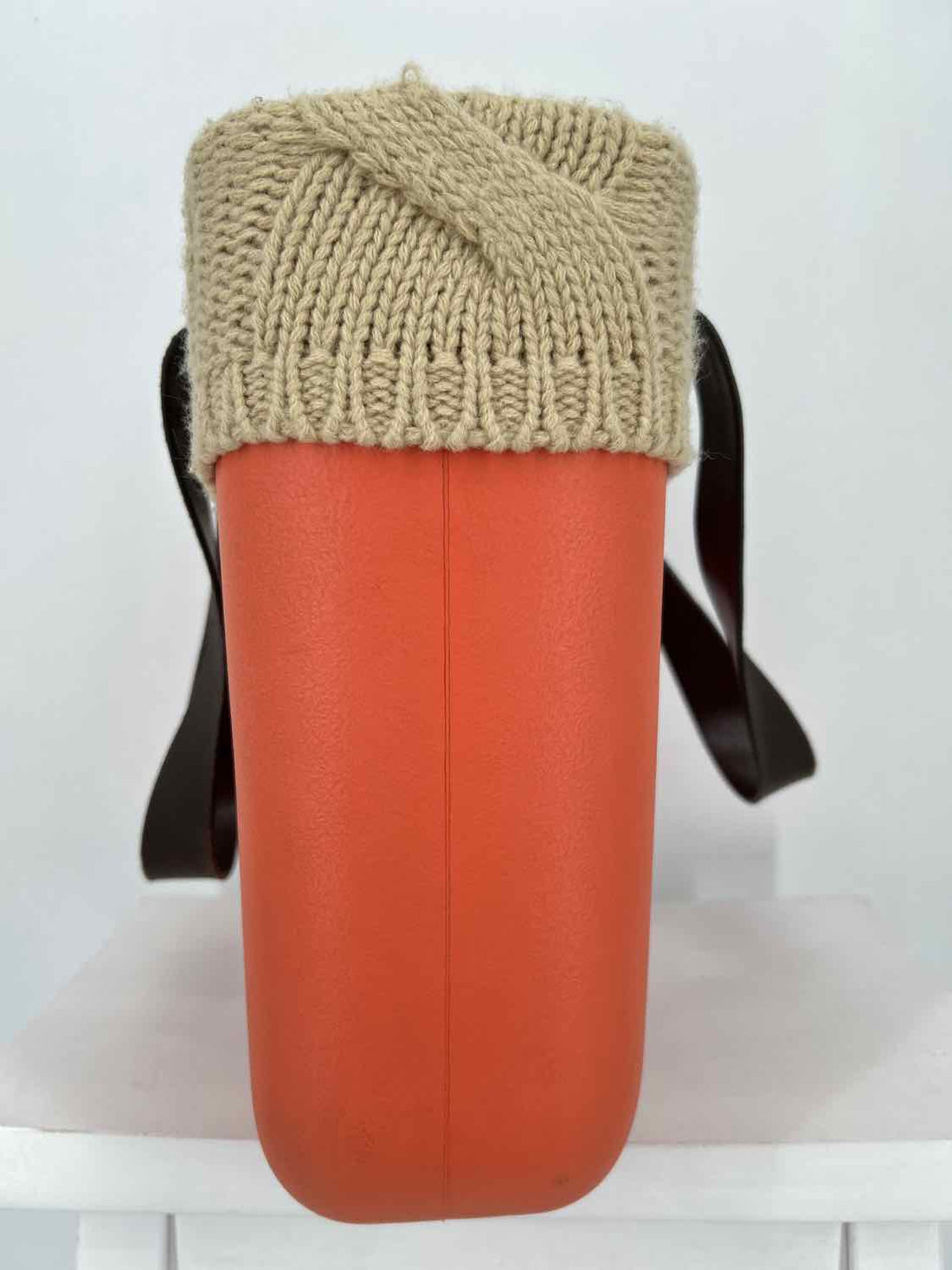 O bag w Convertible Straps Orange Rubber Pre Owned Tote