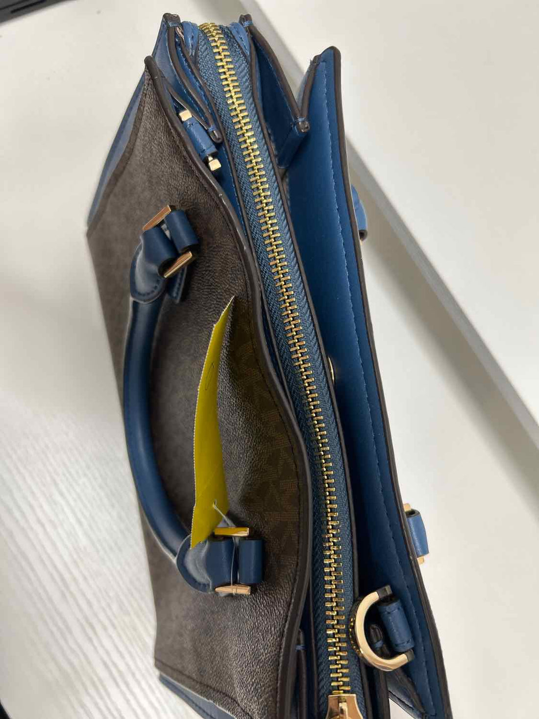 Michael Kors Brown & Blue Leather Excellent Condition Satchel