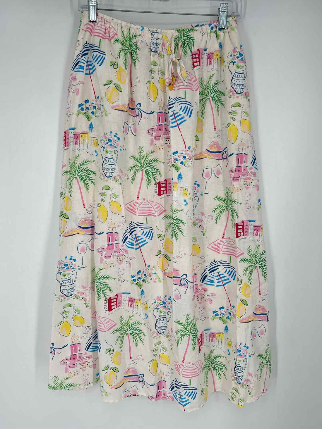 Calypso St Barth Size S White Print Linen Blend Skirts