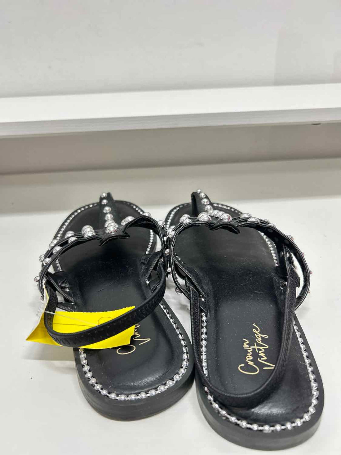 Crown Vintage Women Size 9 Black & Silver Sandals