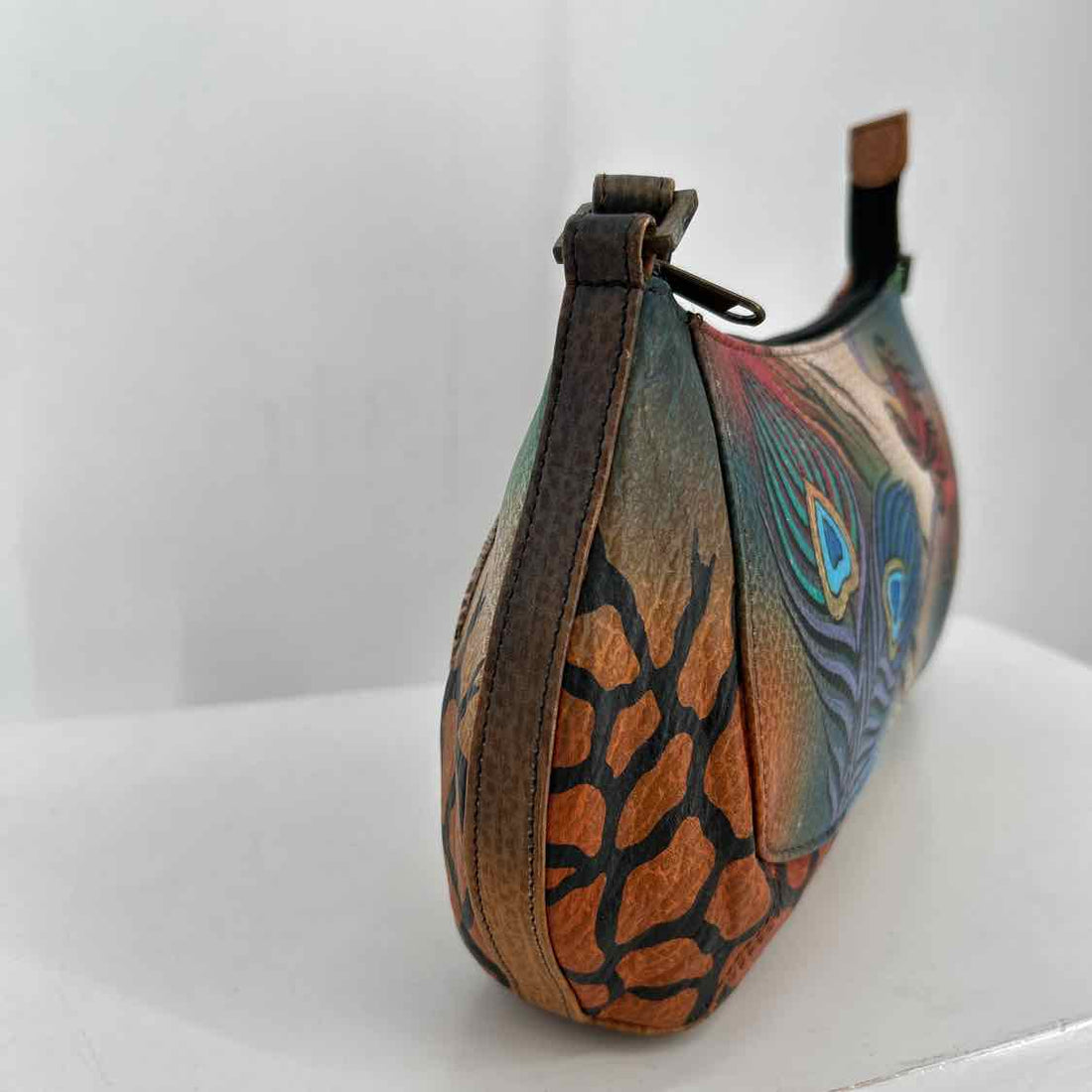Anuschka Brown painted Pebbled Leather Shoulder