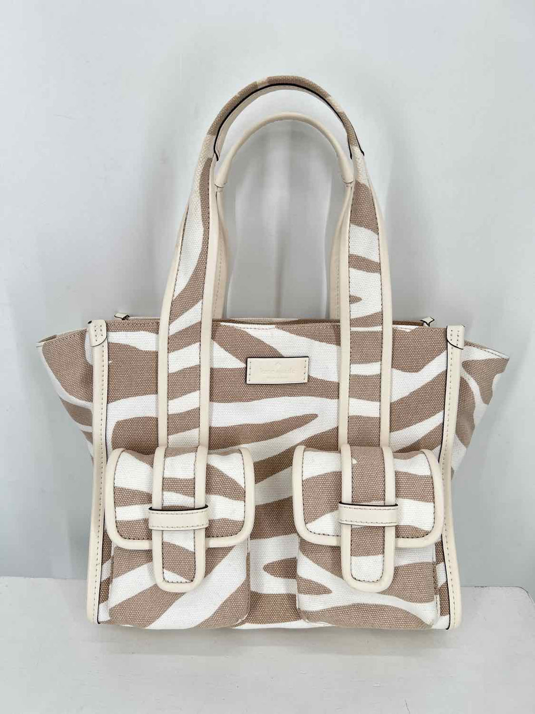 Kate Spade Beige Zebra Canvas Pre Owned Satchel