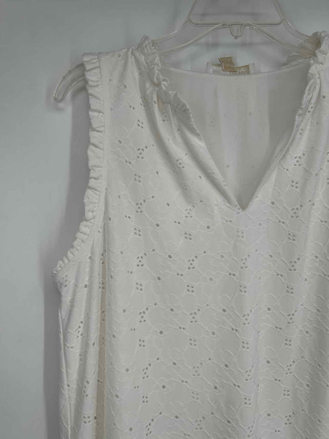 Michael Kors Size L White Eyelet Sleeveless Dress