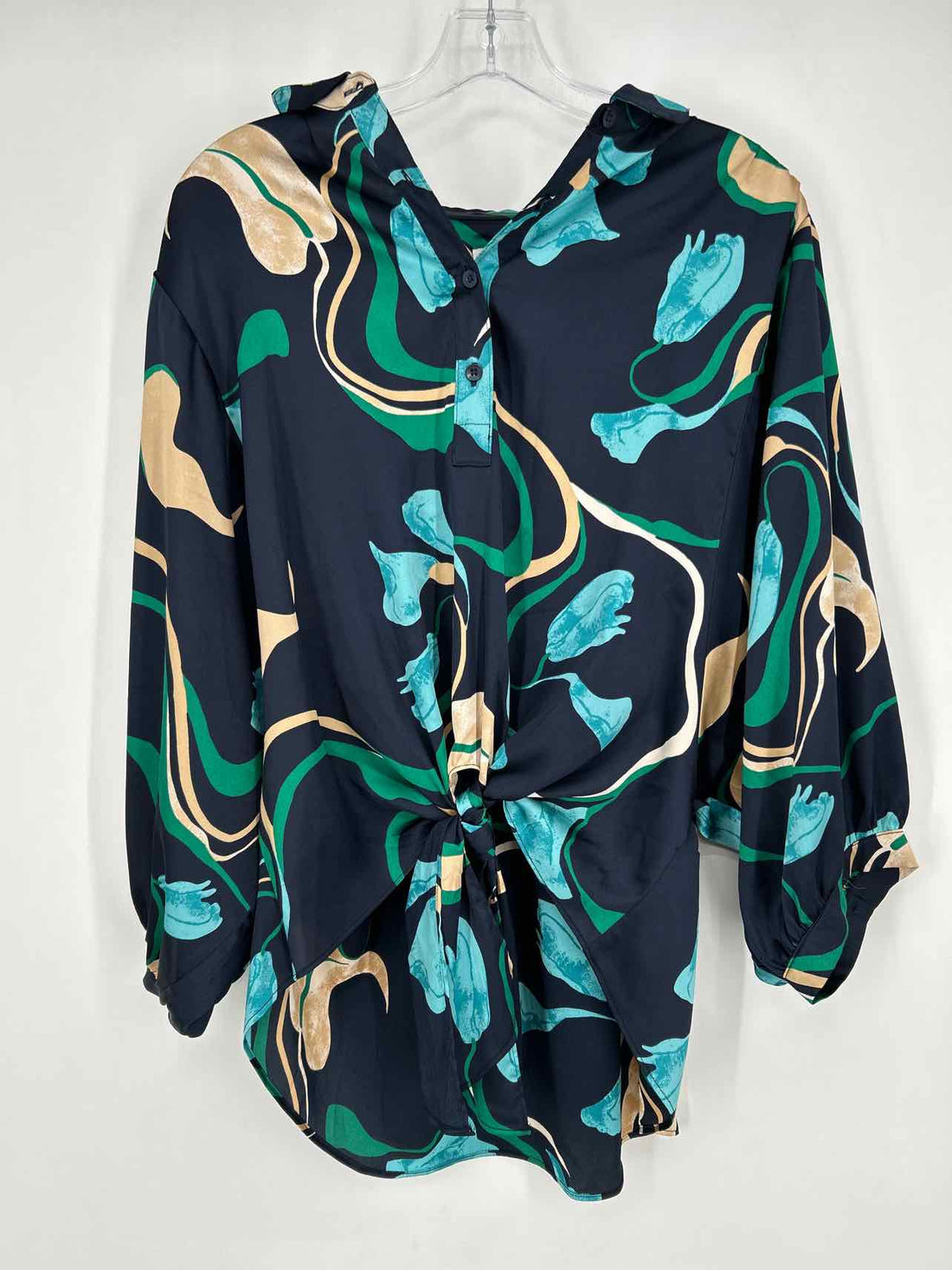Chicos Size 1 (M) Navy Print Long Sleeve