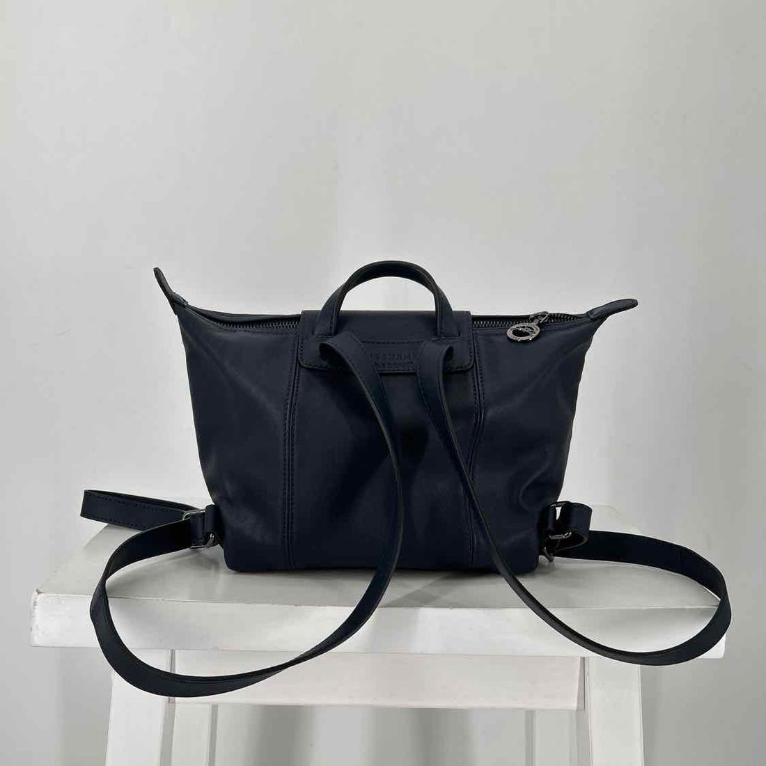 LongChamp Navy Leather New WO Tags Backpack