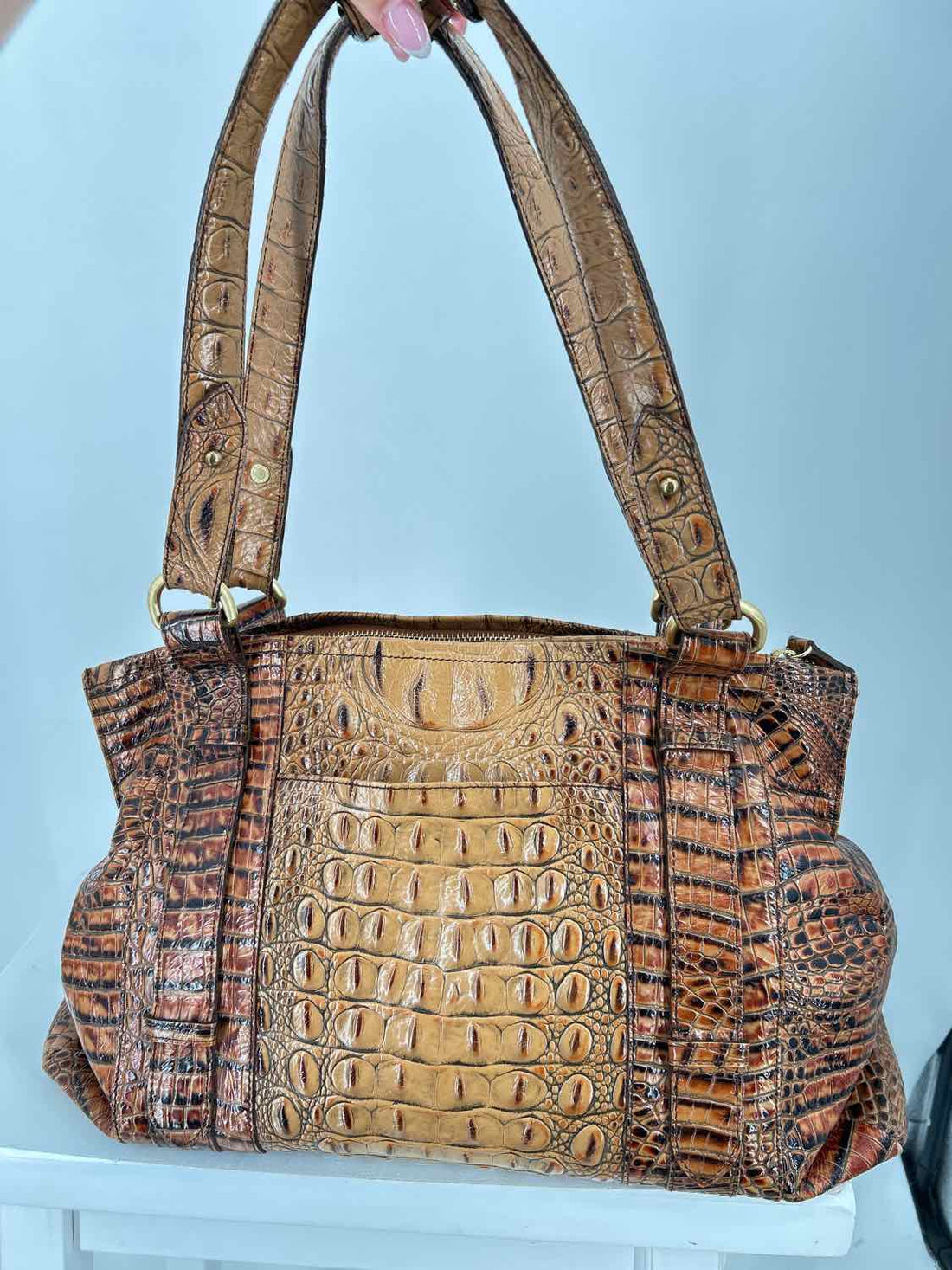 Brahmin Brown Embossed Croc Purse