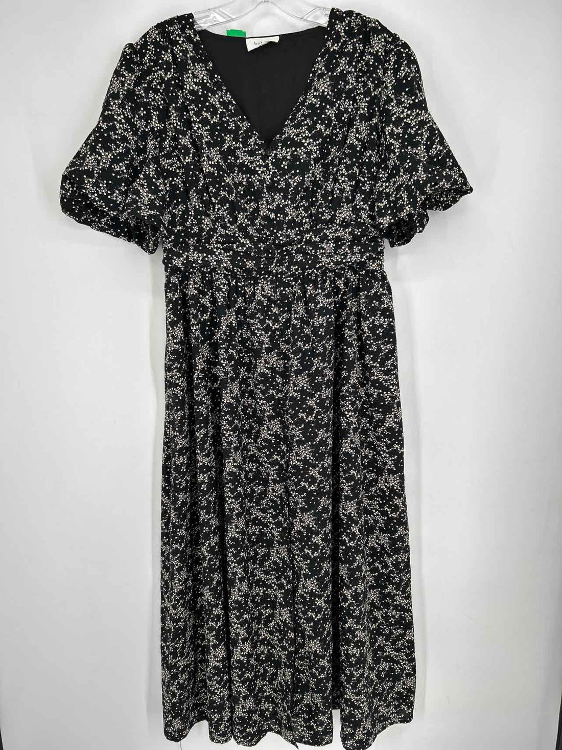 Bohme Size M Black & Cream Floral Short Sleeve Dress