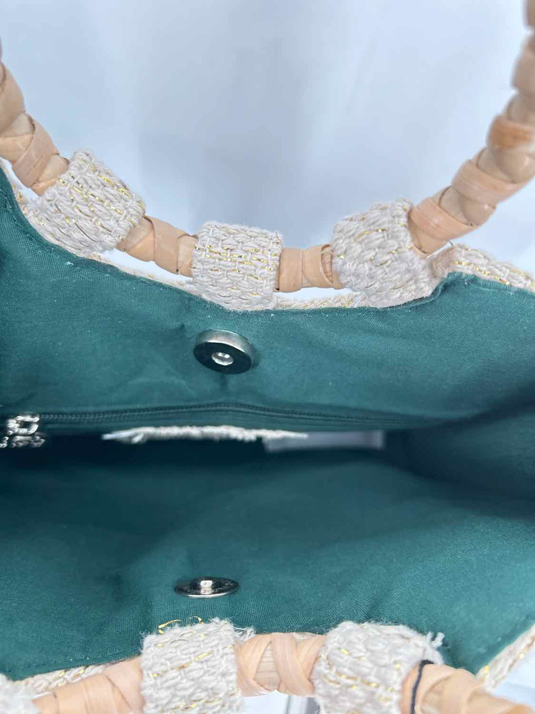 America & Beyond Beaded Citrus Tan NWT Satchel