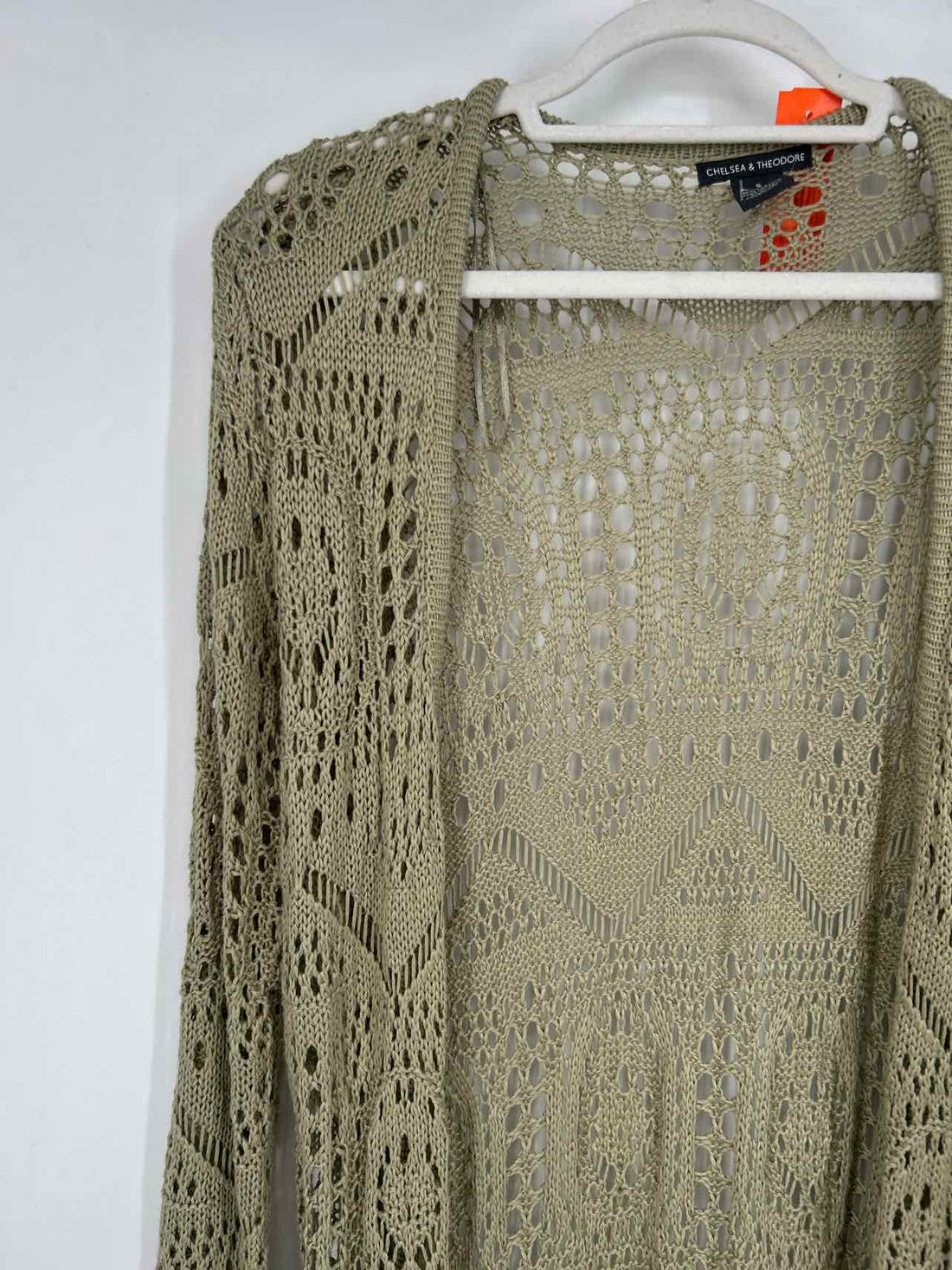 Chelsea & Theodore Size S Light Green Open Knit Cardigan
