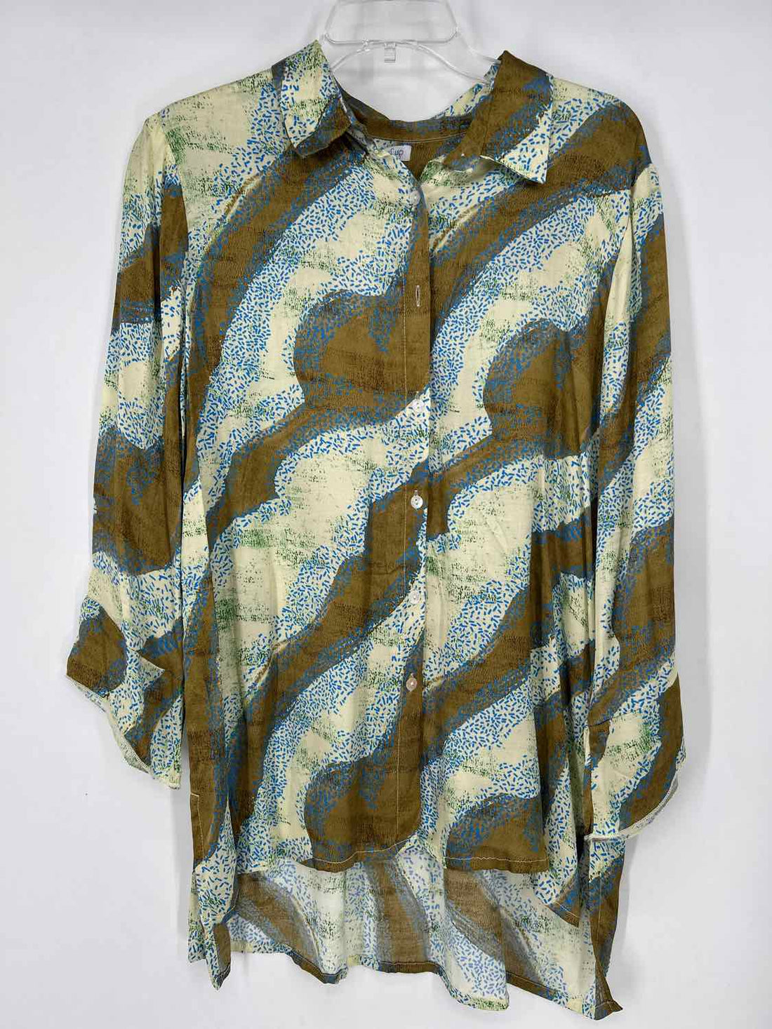Blow Up Size L/XL Green & Blue Print NWT Long Sleeve