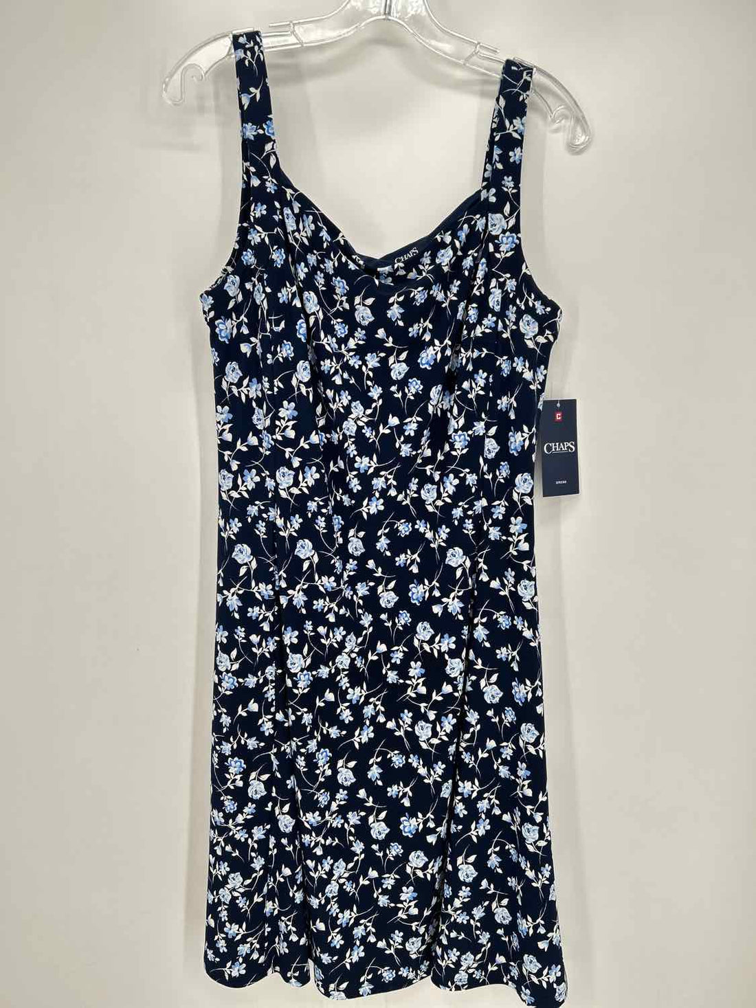 Chaps Size L Navy & White Floral NWT Dress
