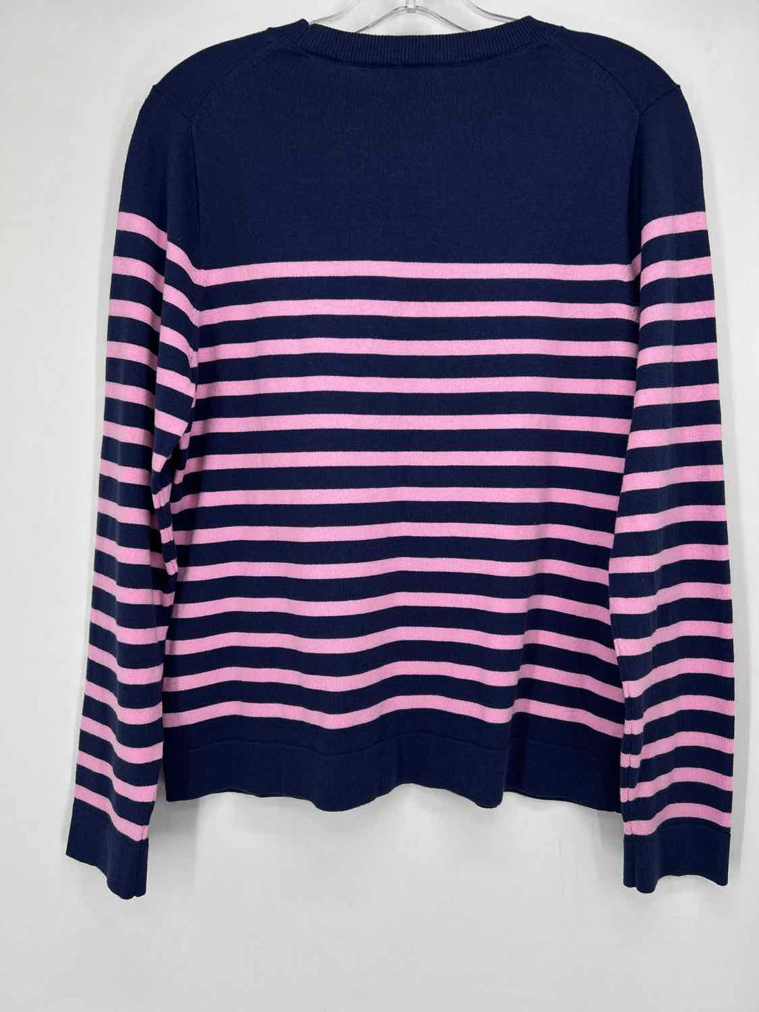 J Crew Size L Navy & Pink Striped Long Sleeve