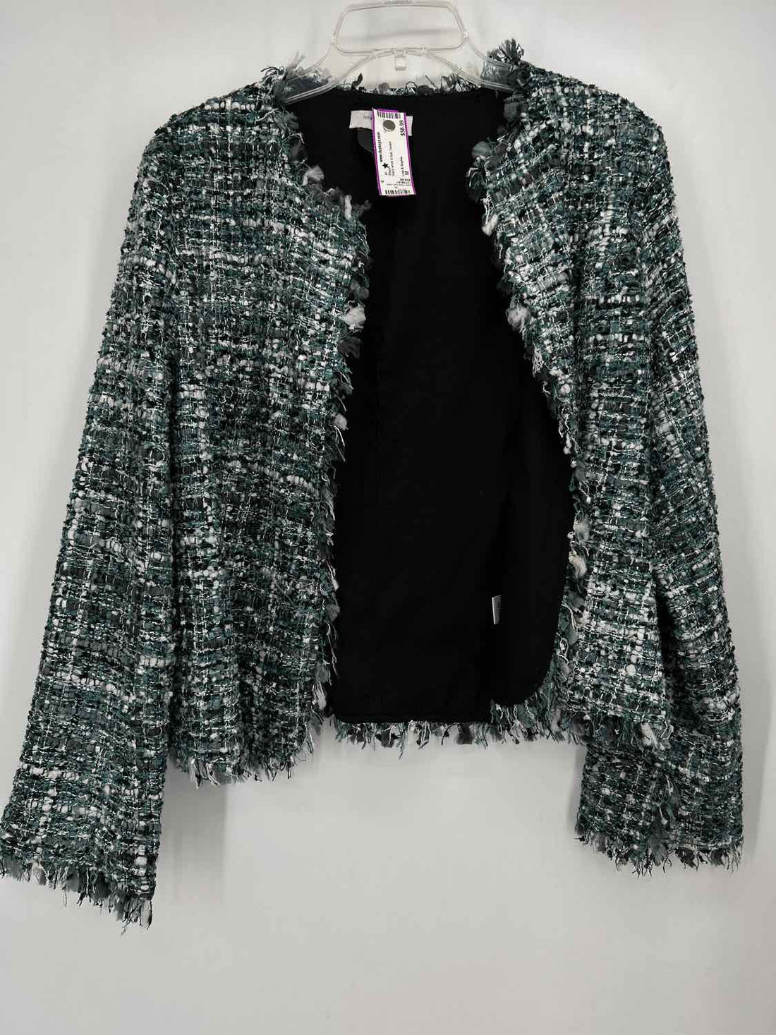 Lola & Sophie Size M black white & teal Tweed Blazer