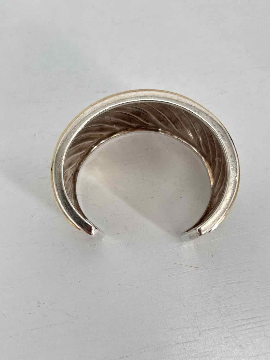 David Yurman Two Tone Wide Sculpted Cable Cuff Silver Bracelet