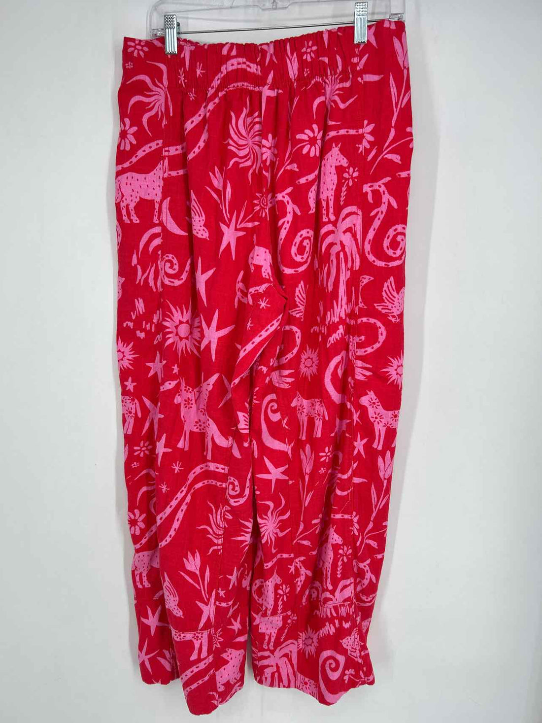 Free People Size M Red & Pink Print Pants
