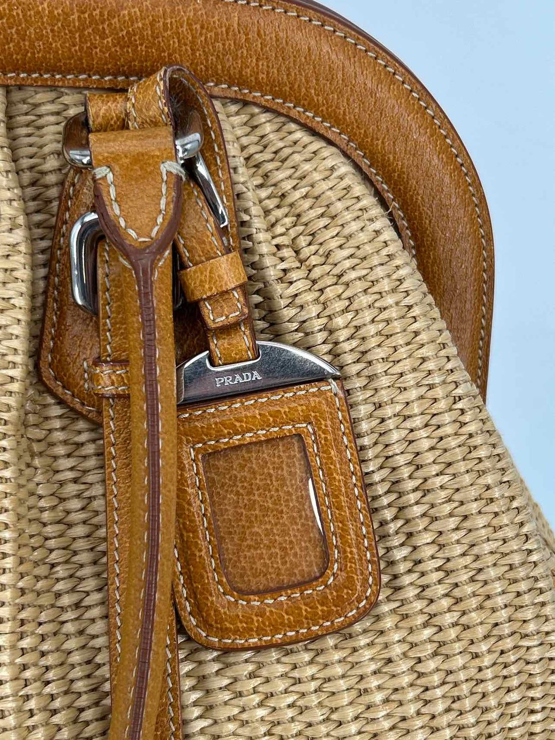 Prada Raffia Leather & Straw Pre Owned LUXURY