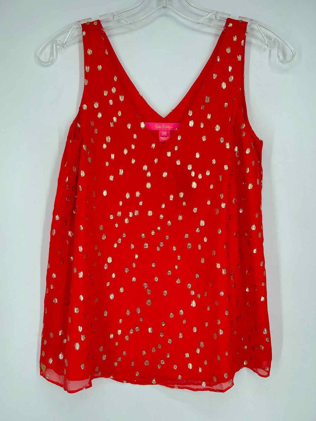 Lilly Pulitzer XXS Red & Gold Silk Blend Sleeveless Lilly Pulitzer Top