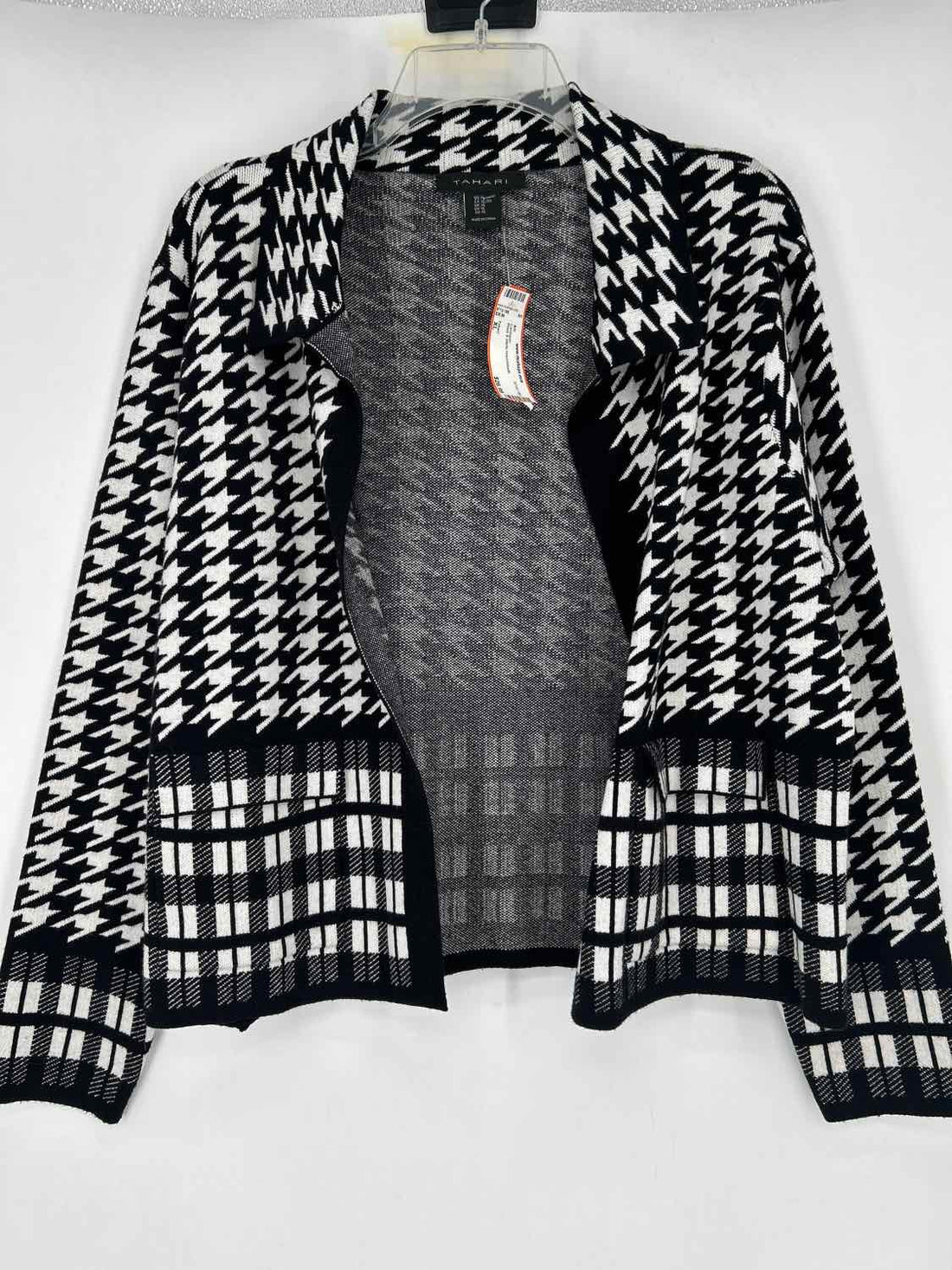 Tahari Size XL Black & White Houndstooth Cardigan