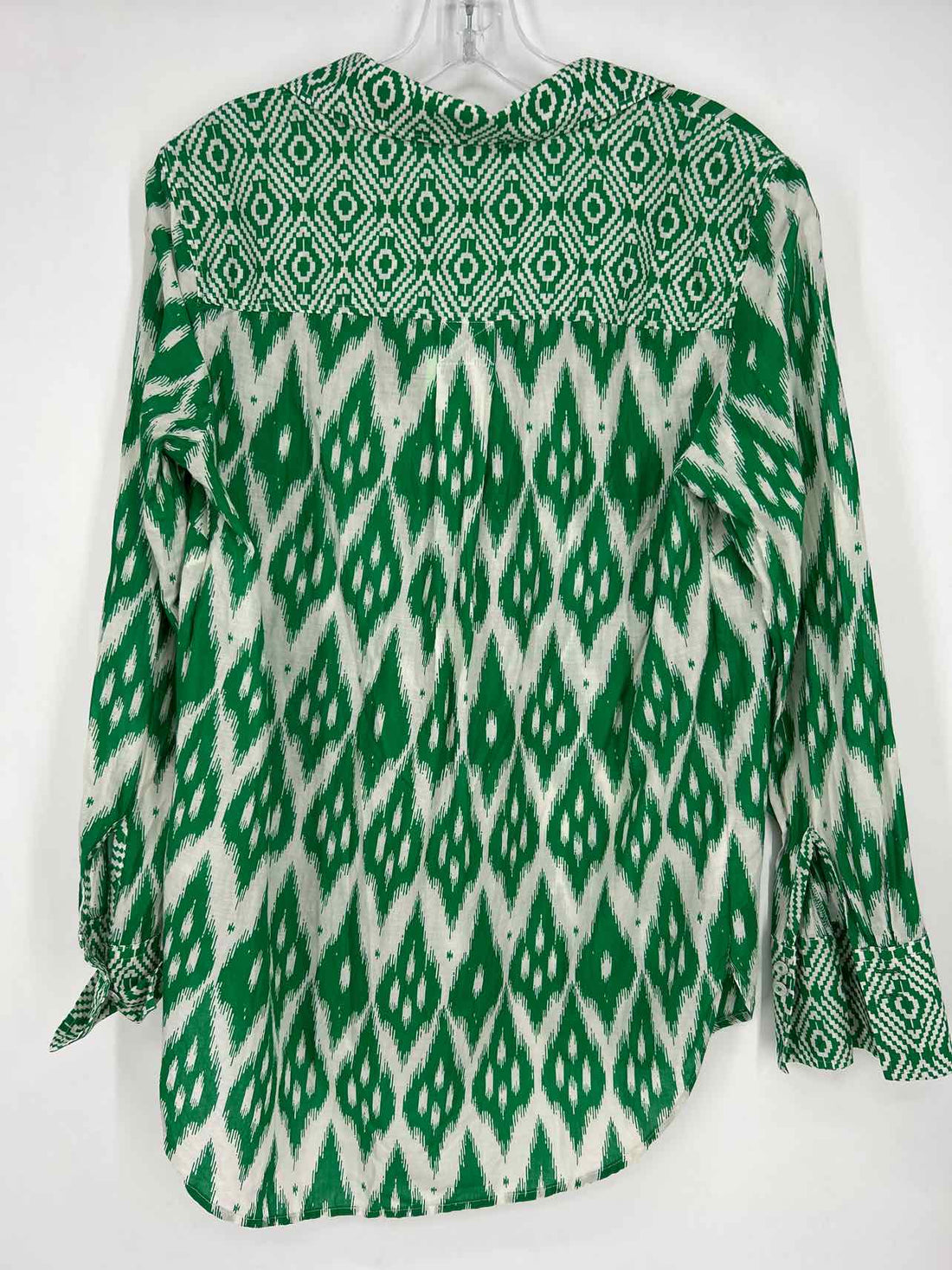 Talbots Size S Green & White Long Sleeve