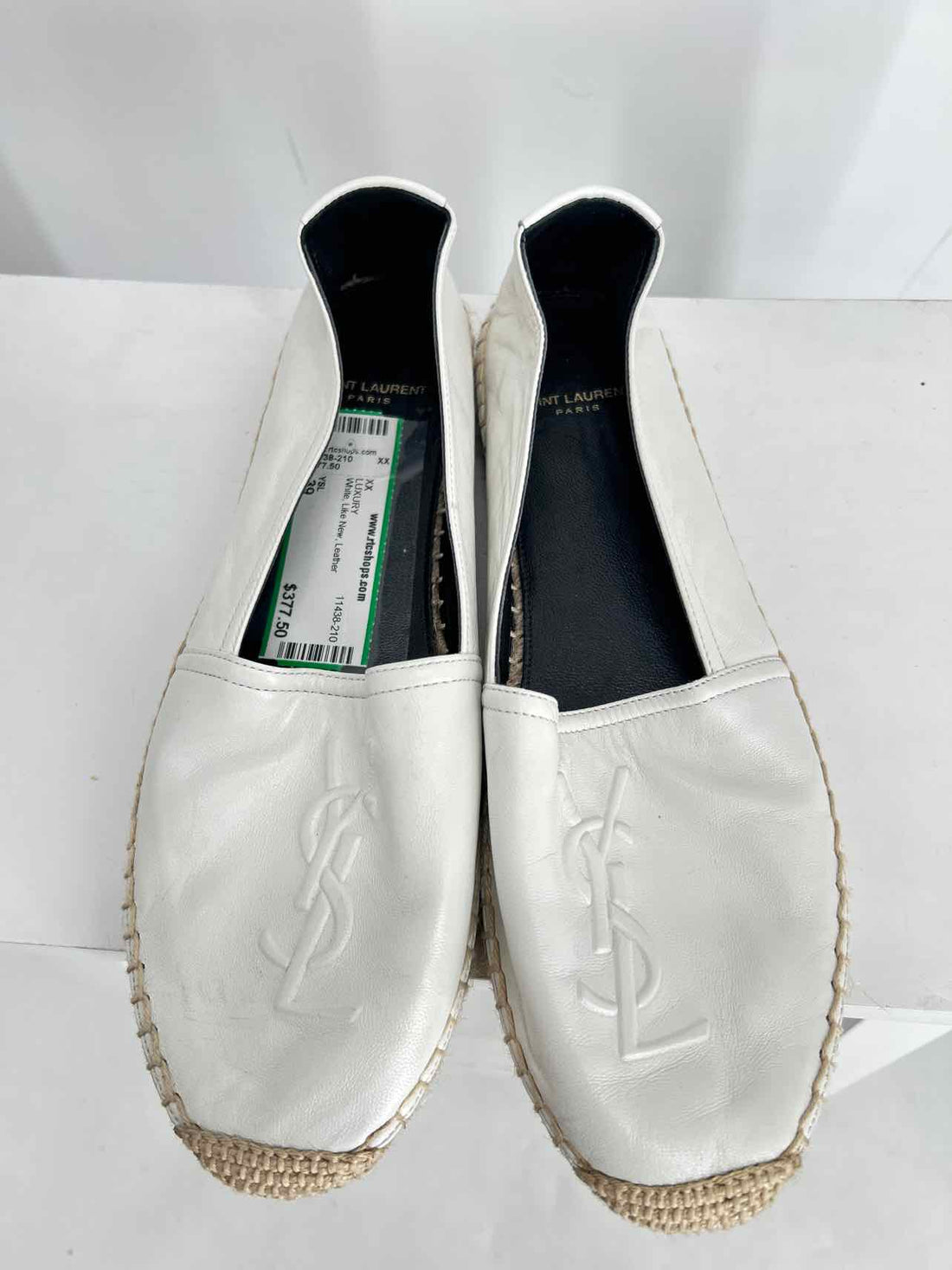 YSL Espadrille Flats Women Size 39 White Like New Leather LUXURY