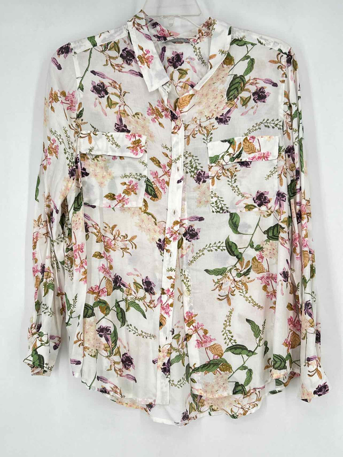 Lucky Brand Size XL White Floral Long Sleeve