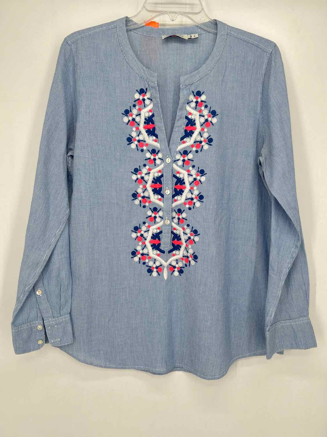Vineyard Vines Size 6 Blue & White Striped Embroidered Long Sleeve