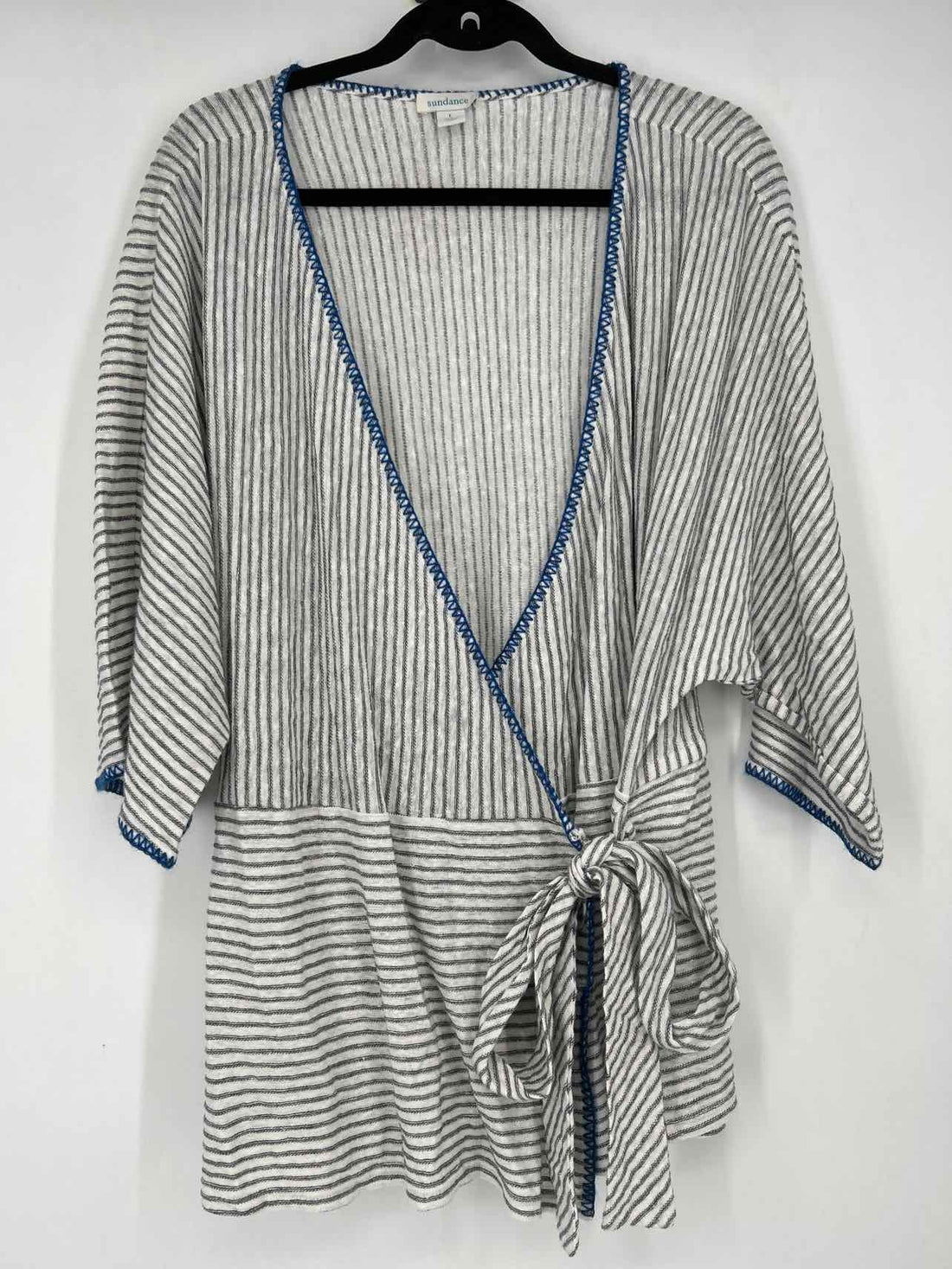 Sundance Size L White & grey striped Short Sleeve