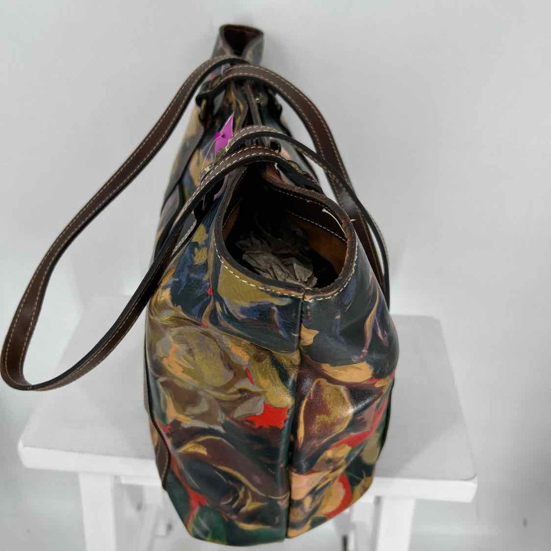 Patricia Nash Large Turnlock Brown Floral Tote