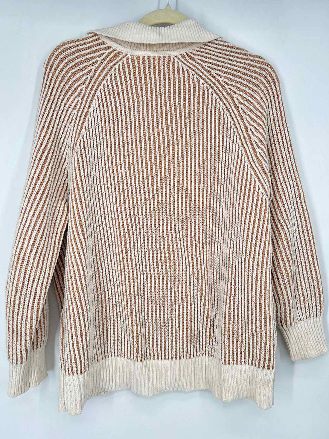 Aerie Size XS White & Khaki Striped Sweater