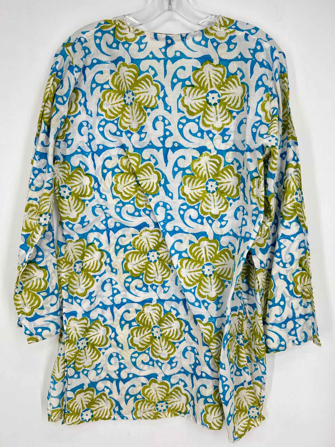 Barbara Gerwit Size L White & Blue Print Long Sleeve