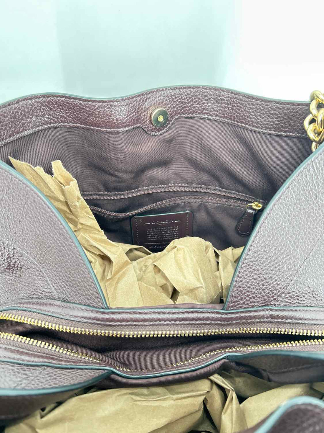 Coach Dark Plum Lexy Triple Compartment Tote