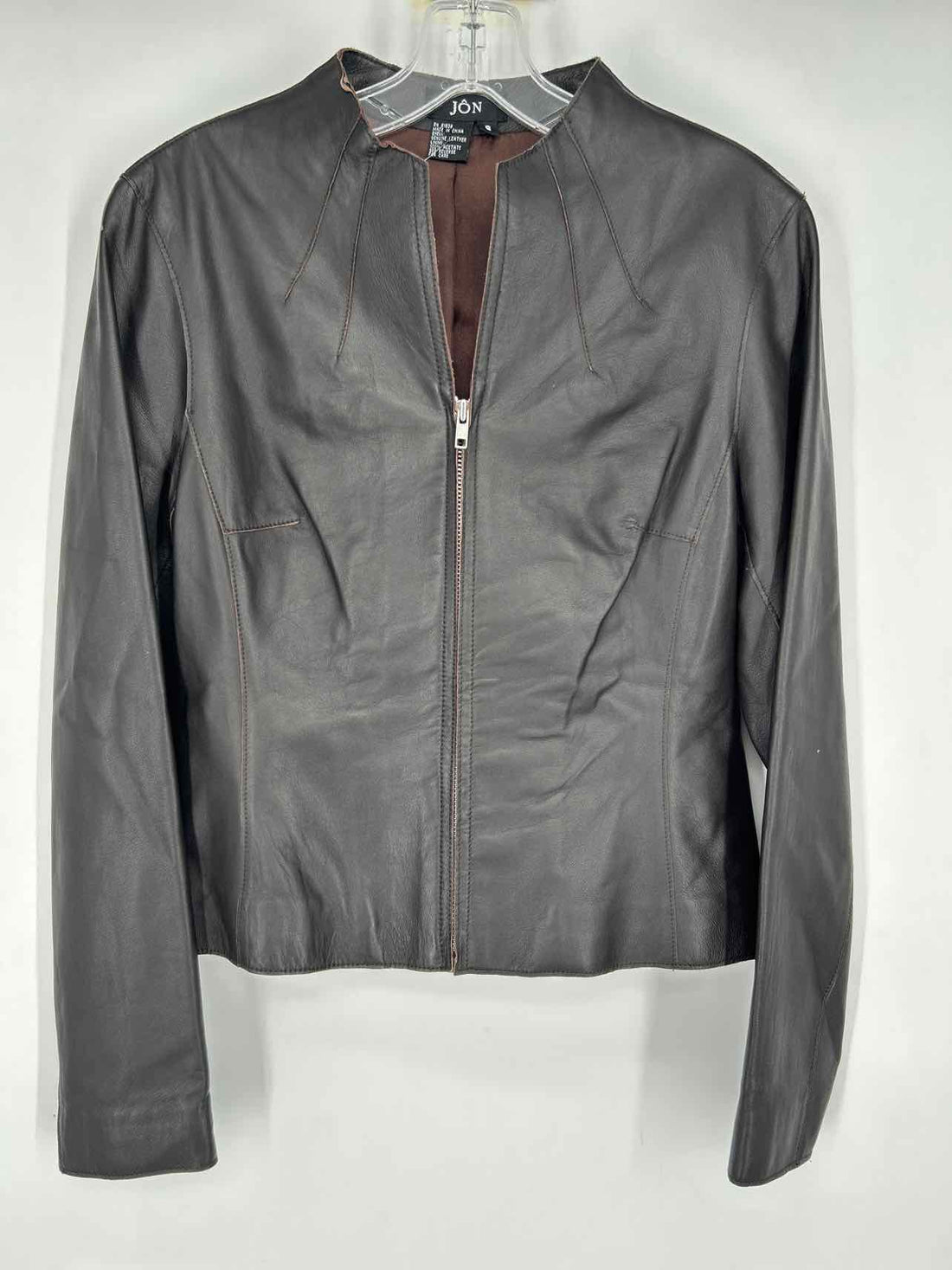 Jon Size 8 Dark Brown Leather Jacket