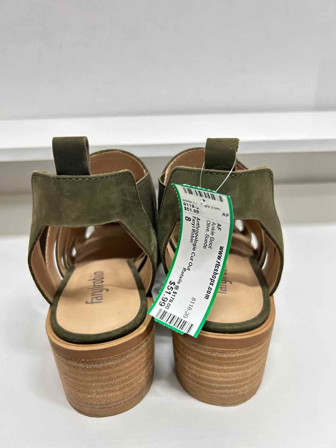 Faryl Robin Women Size 8 Olive Suede Ankle Boot