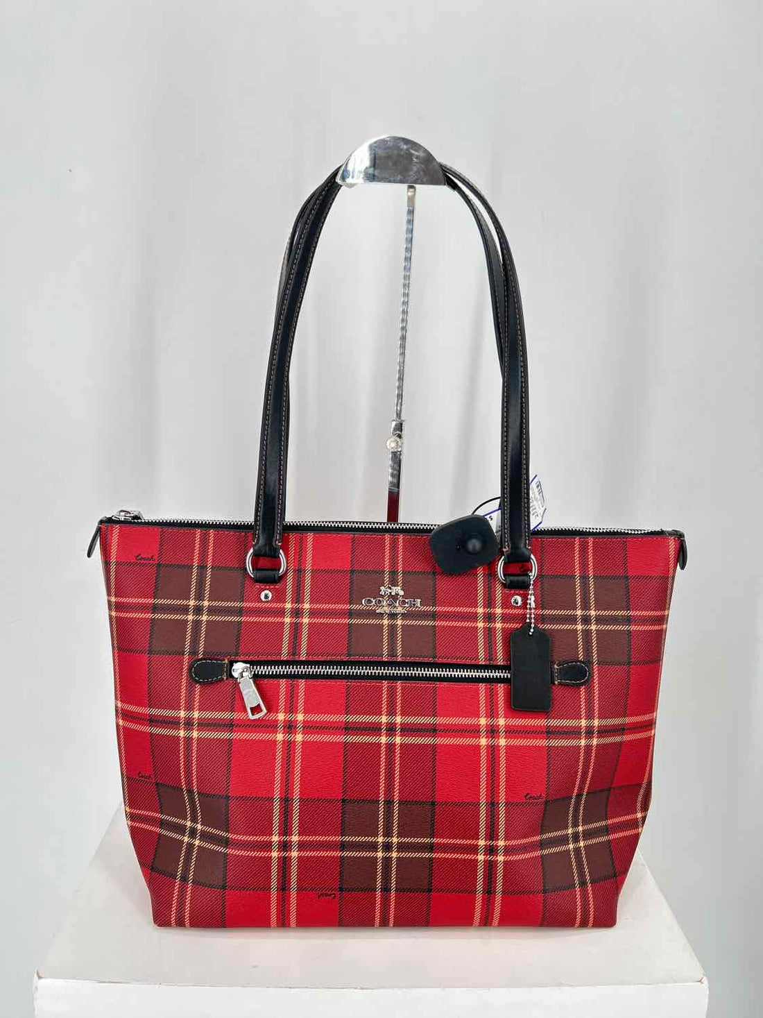 Coach Gallery Red Plaid Tote
