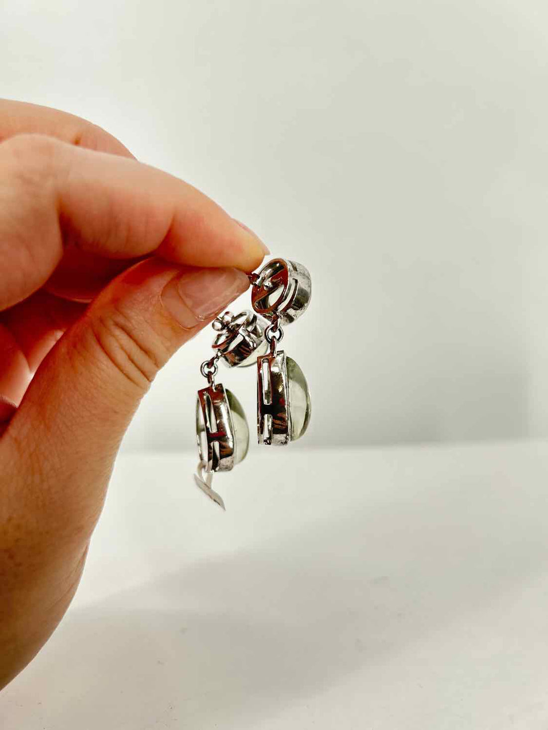 Gems TV 925 Green amethyst Silver Earrings