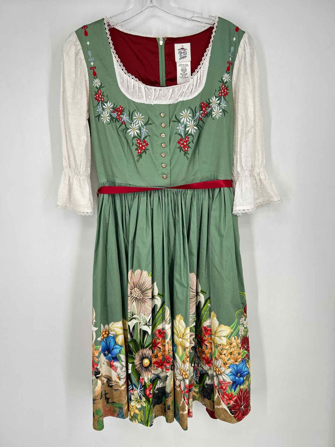 Disney The Dress Shop Size 8 Green Embroidered Dress
