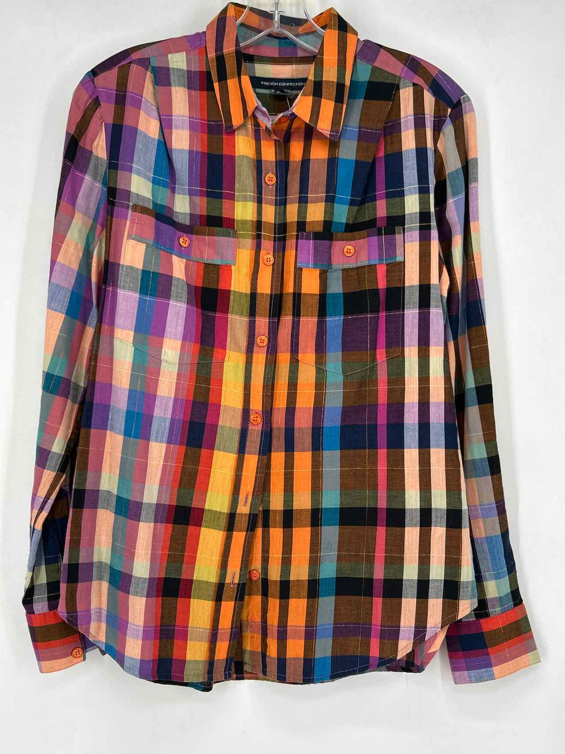 French Connection Size 4 Multi Color Plaid Long Sleeve