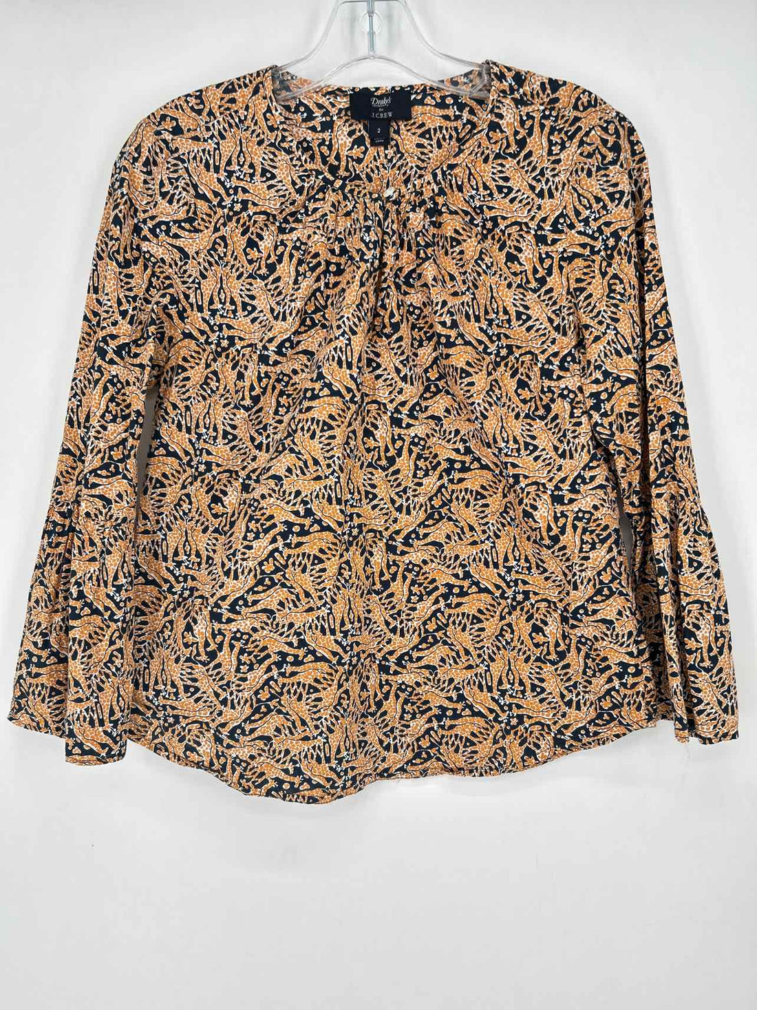 J Crew Size 2 Navy Print Long Sleeve