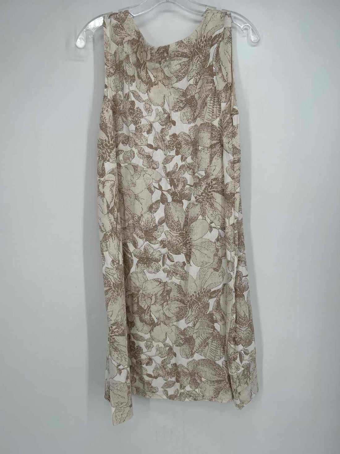 Vasna Size M Beige Floral Linen/Cotton Dress