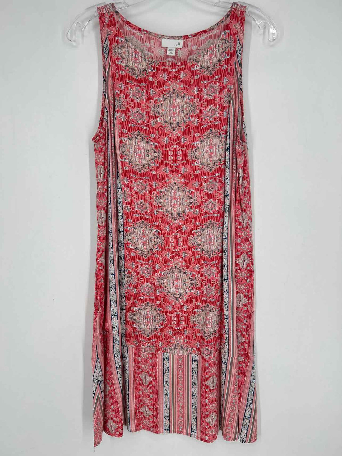 J Jill Size MP Red Print Sleeveless Dress