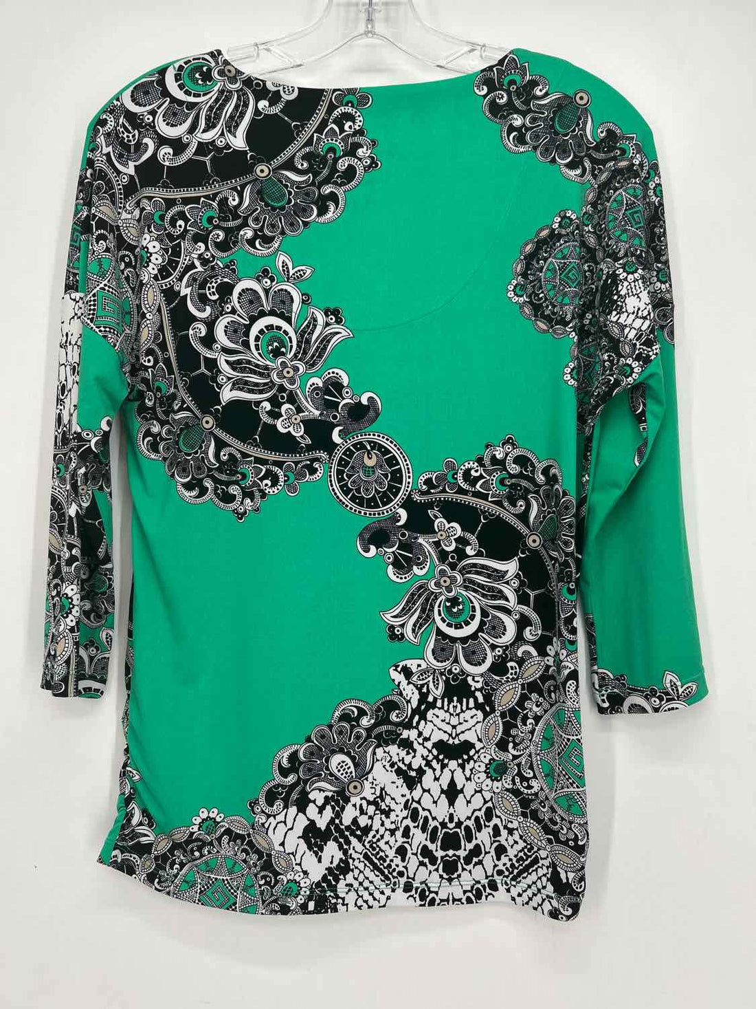 Chicos Size 0/Small Green Print Long Sleeve
