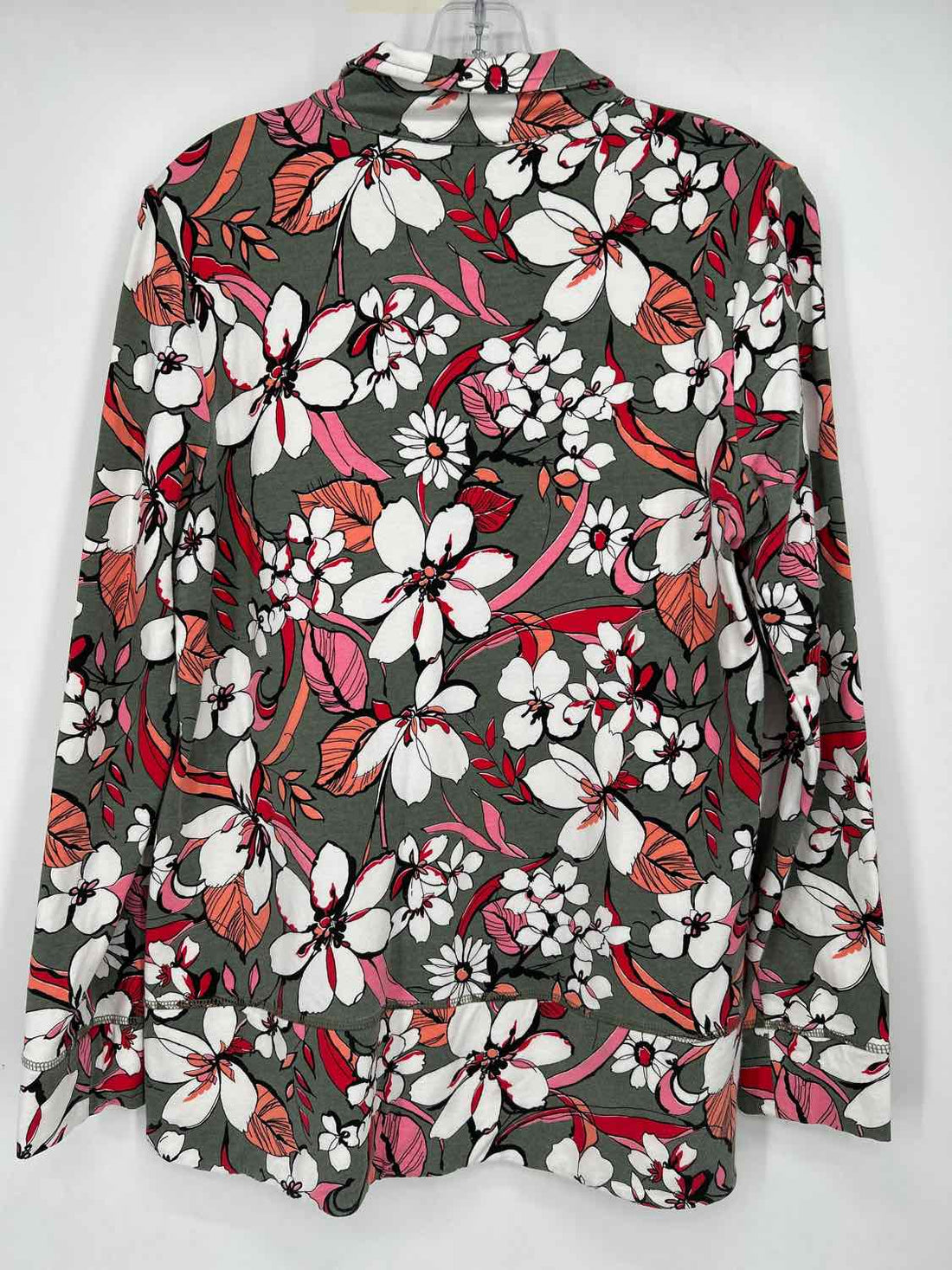 T By Talbots Size M Green & White Floral Sweater
