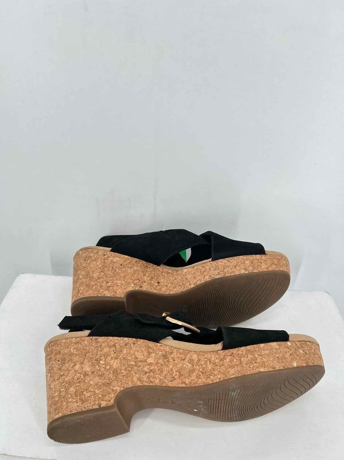 Clarks Women Size 11 Black Cork Wedges