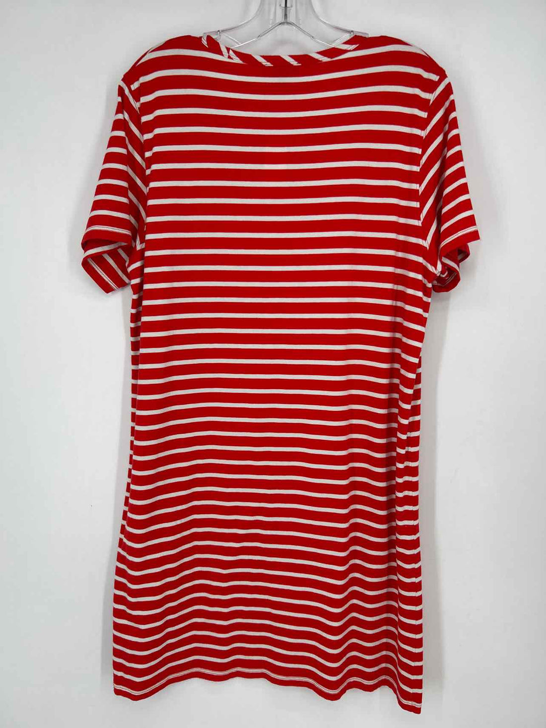 Lilla P Size L Red & White Striped Short Sleeve Dress